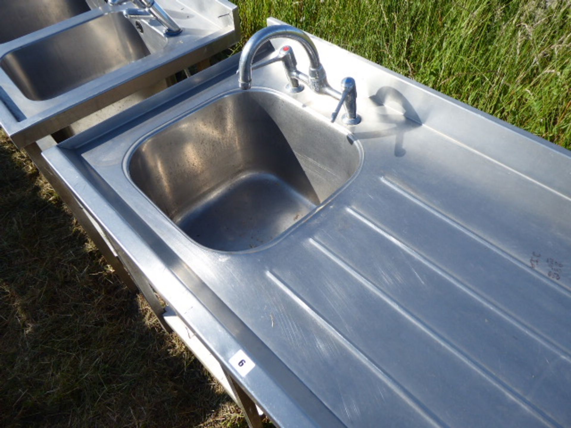 Stainless steel single sink with tap set, draining board, void for dishwasher under and shelf under, - Image 3 of 3