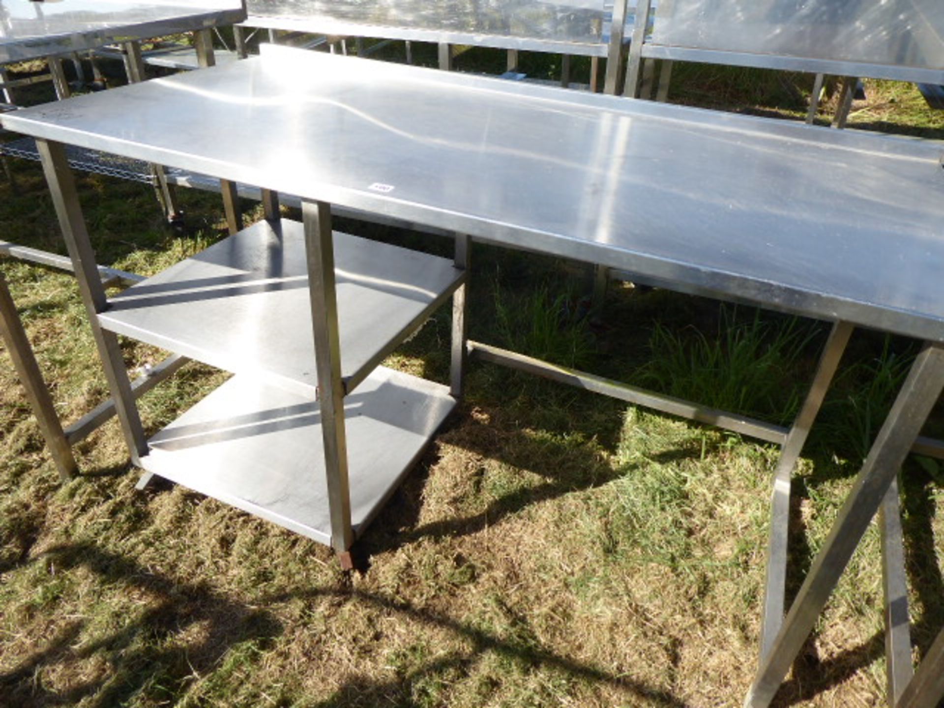 Mobile stainless steel preparation table with void under and 2 shelves underneath, 1500mm wide, - Image 2 of 2