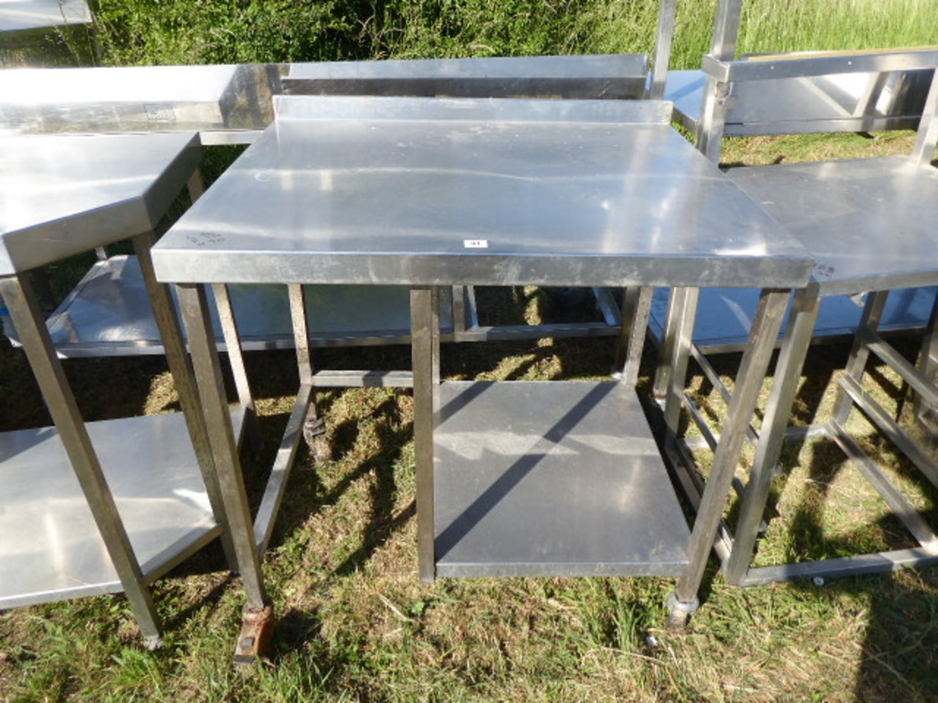 Mobile stainless steel preparation table with shelf under, 900mm wide, 750mm deep and 900mm high