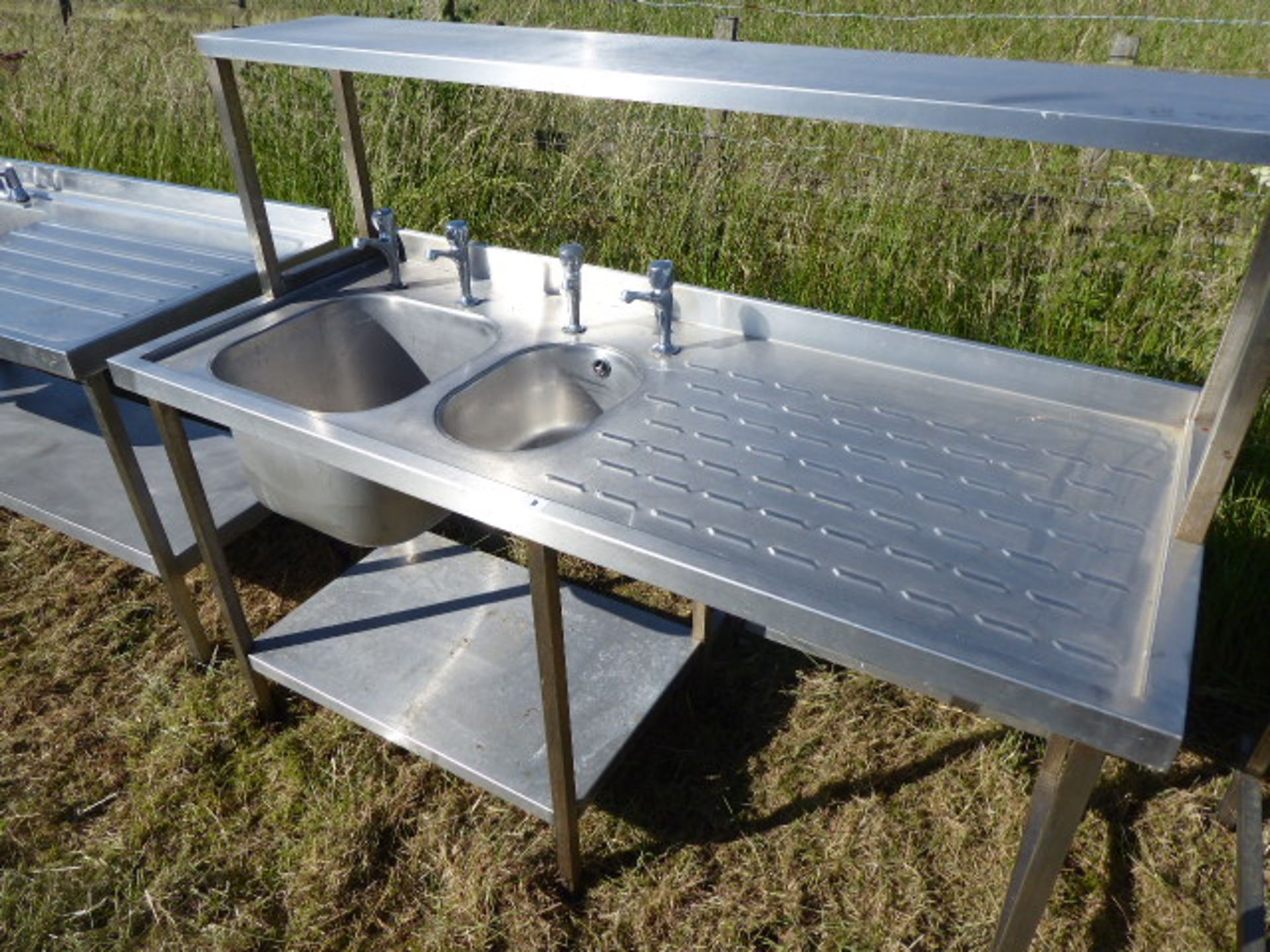 Single bowl and single handwash station sink unit with draining board, shelf over, void under for - Image 2 of 3