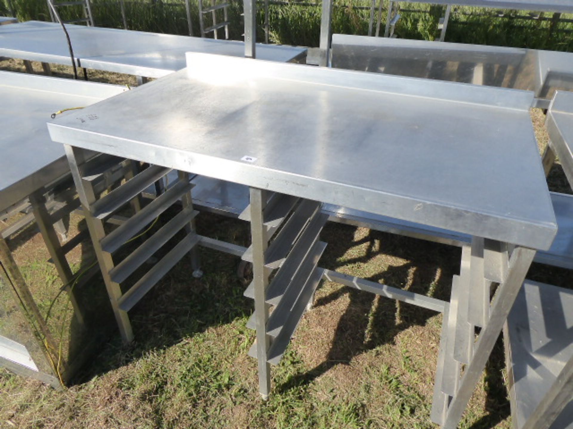 Stainless steel preparation table with 2 sided washing up tray storage under, 1160mm wide, 650mm - Image 2 of 2