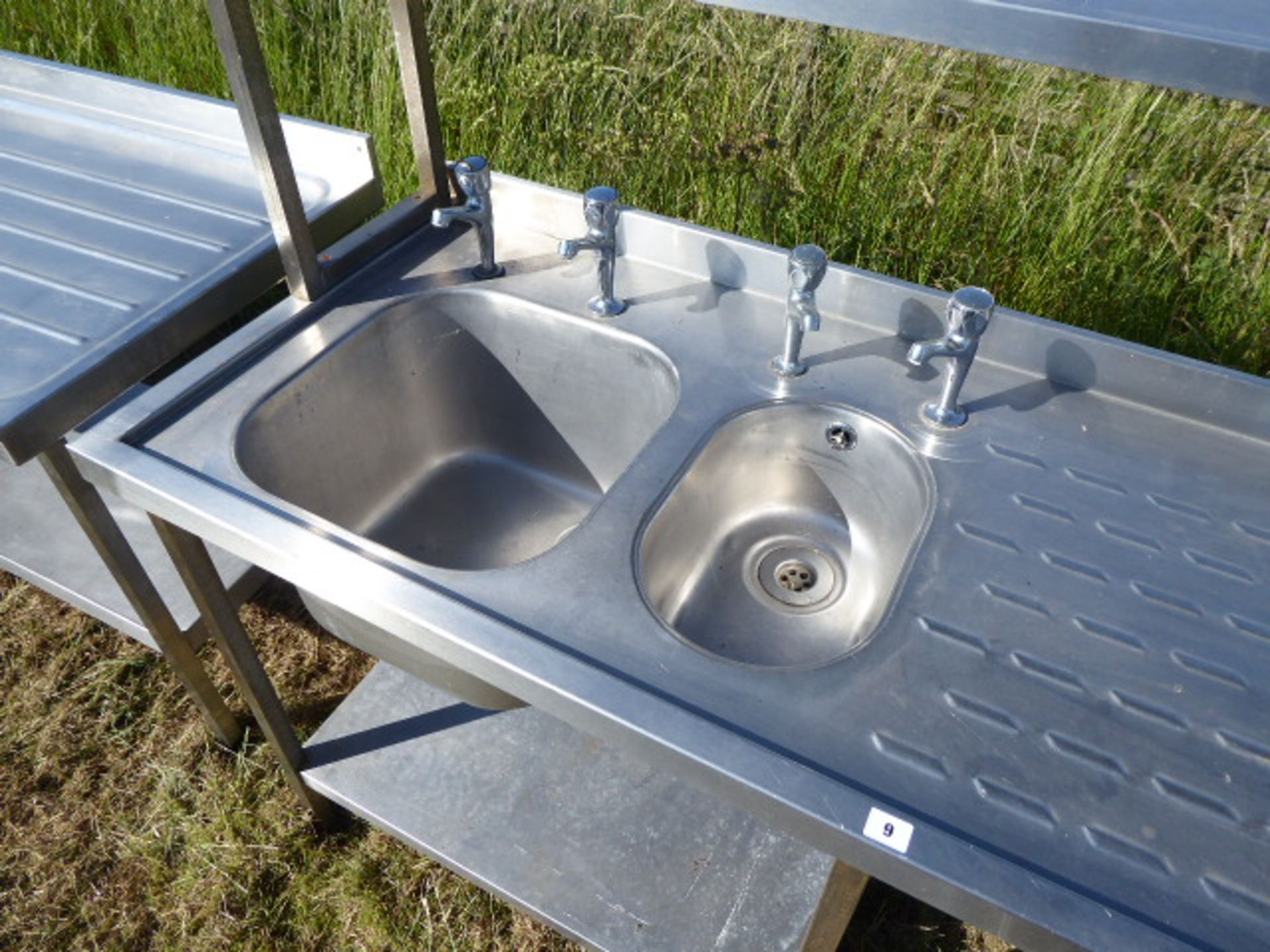 Single bowl and single handwash station sink unit with draining board, shelf over, void under for - Image 3 of 3