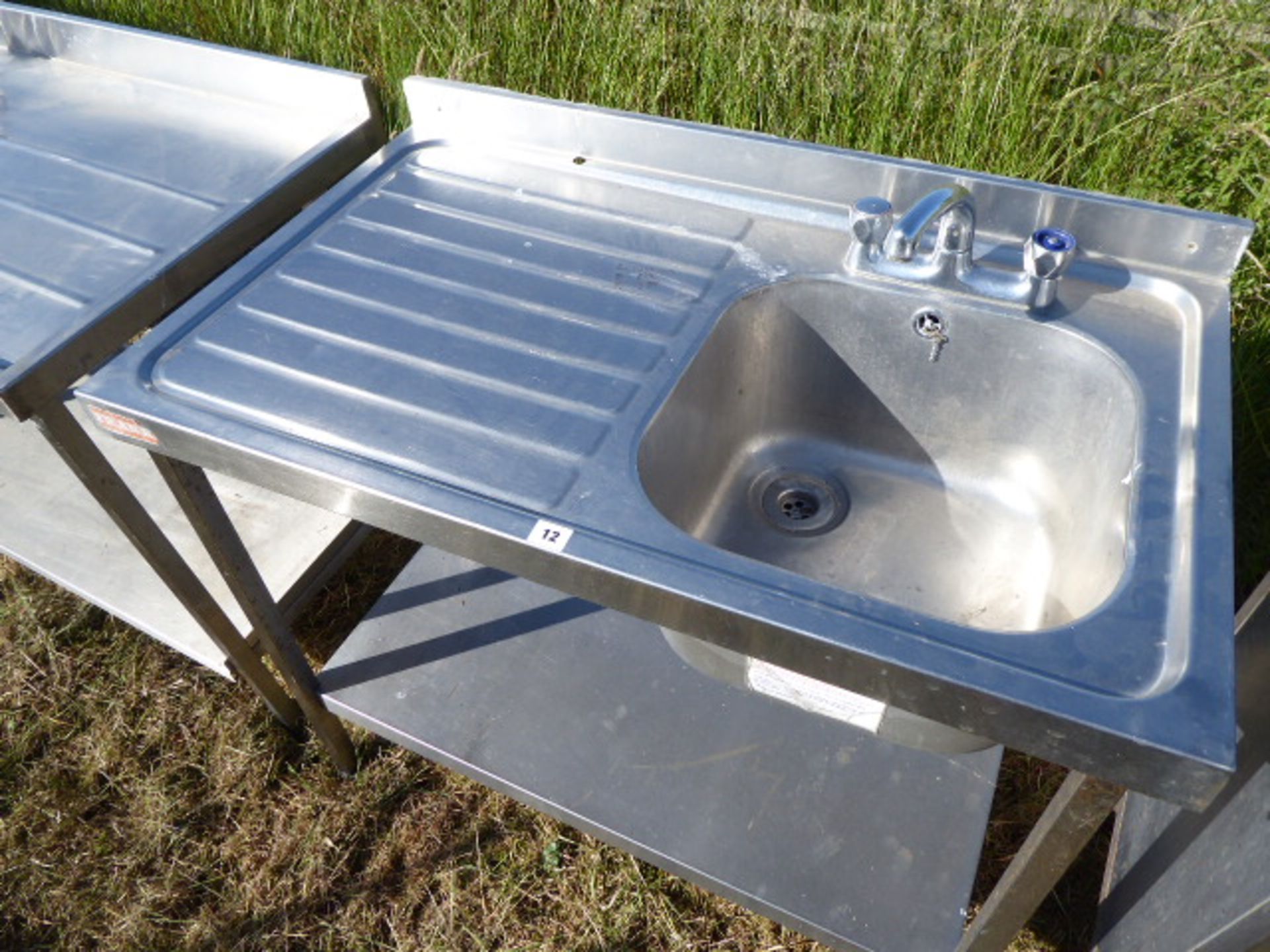 Stainless steel single bowl sink with tap set, draining board and shelf under, 1000mm wide, 650mm - Image 2 of 2