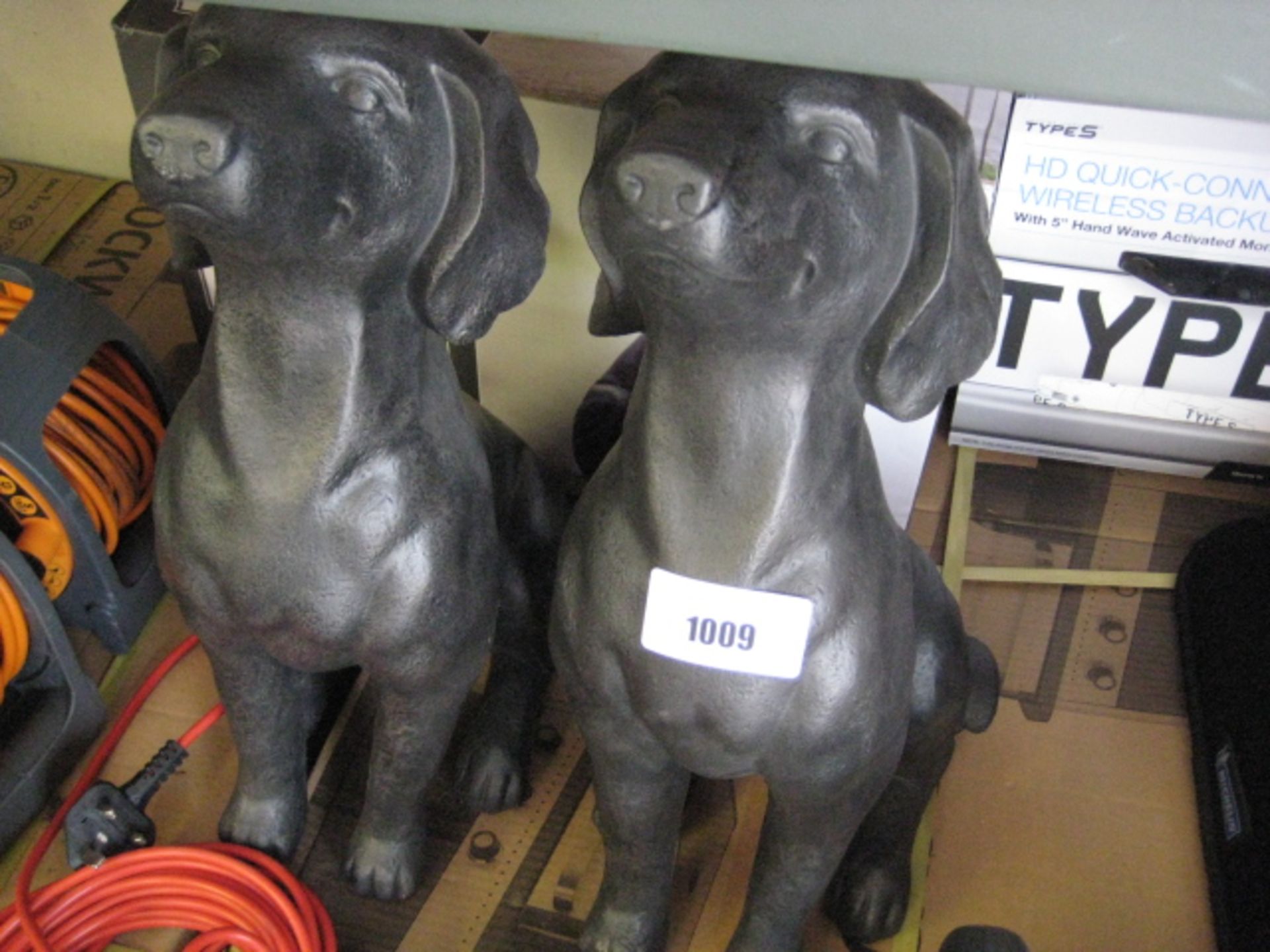 1 boxed and 2 unboxed Southern Patio 18'' dog statues