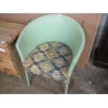 Green painted Lloyd Loom style chair