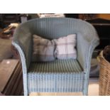 Green painted Lloyd Loom style chair