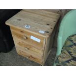 (2164) Pine 3 drawer bedside