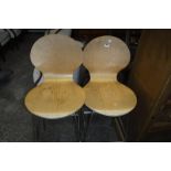 (2043) Pair of bent wood stools on chrome supports