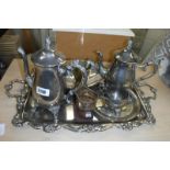 Plated tray and group of mixed plated ware