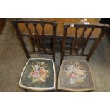 2 slender bedroom chairs with tapestry seats