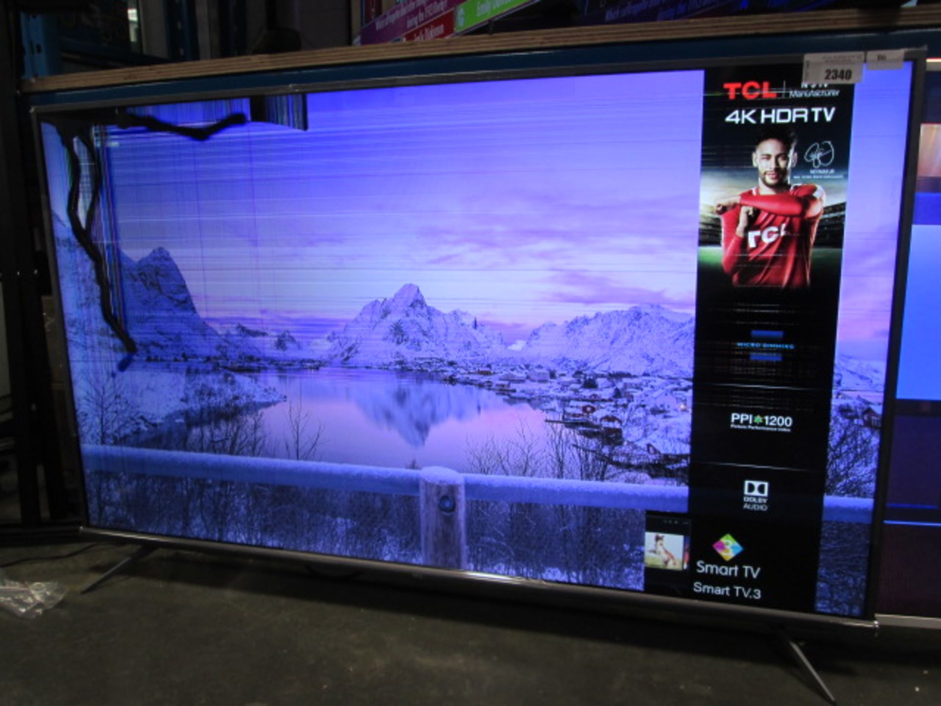 55'' TCL TV model no 55EP648 includes box no B6 this item has lines on screen and a cracked screen