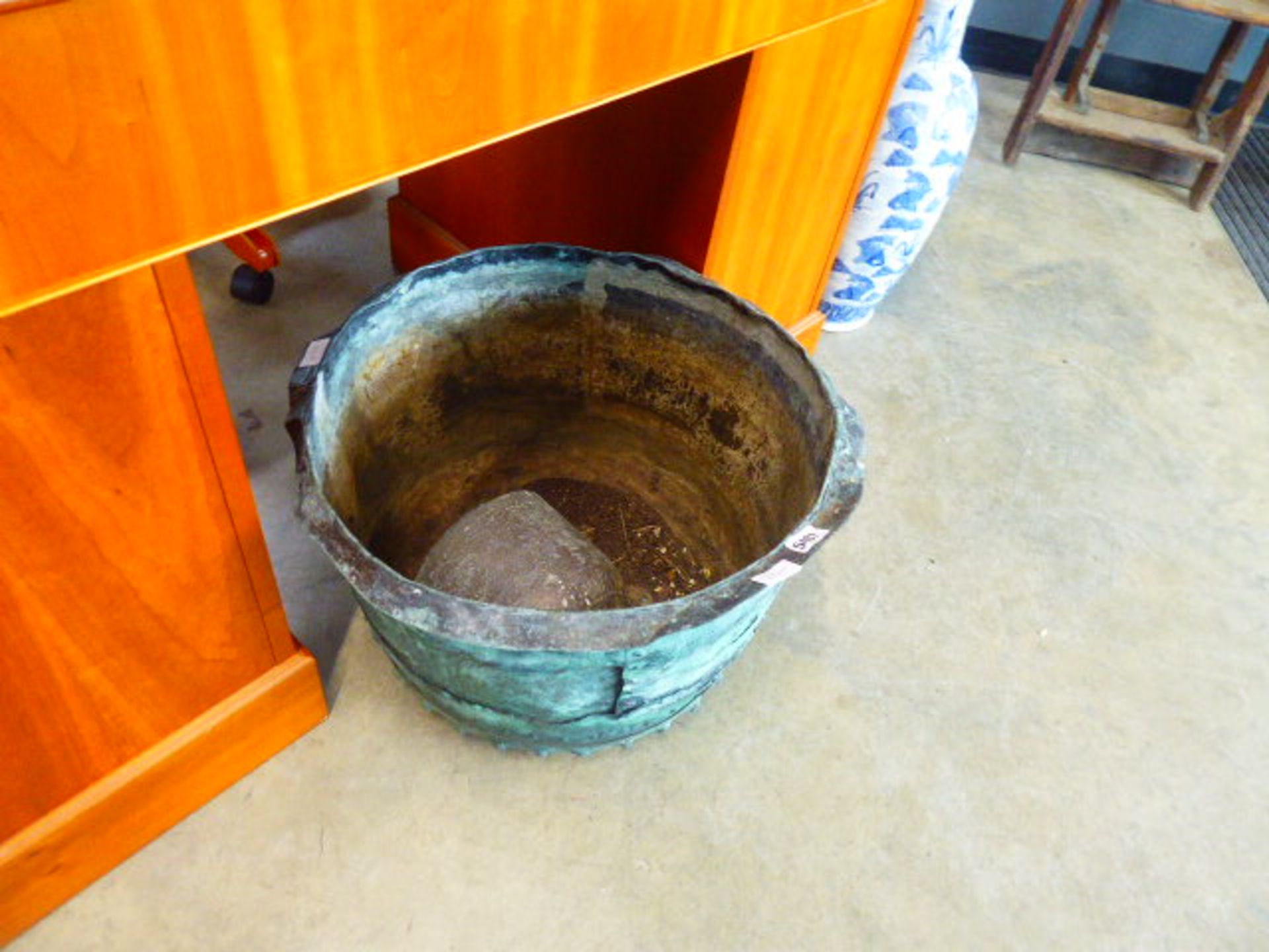 Copper log basket plus 2 planters