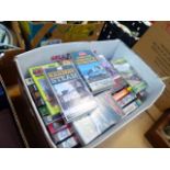 A box of steam train video casettes