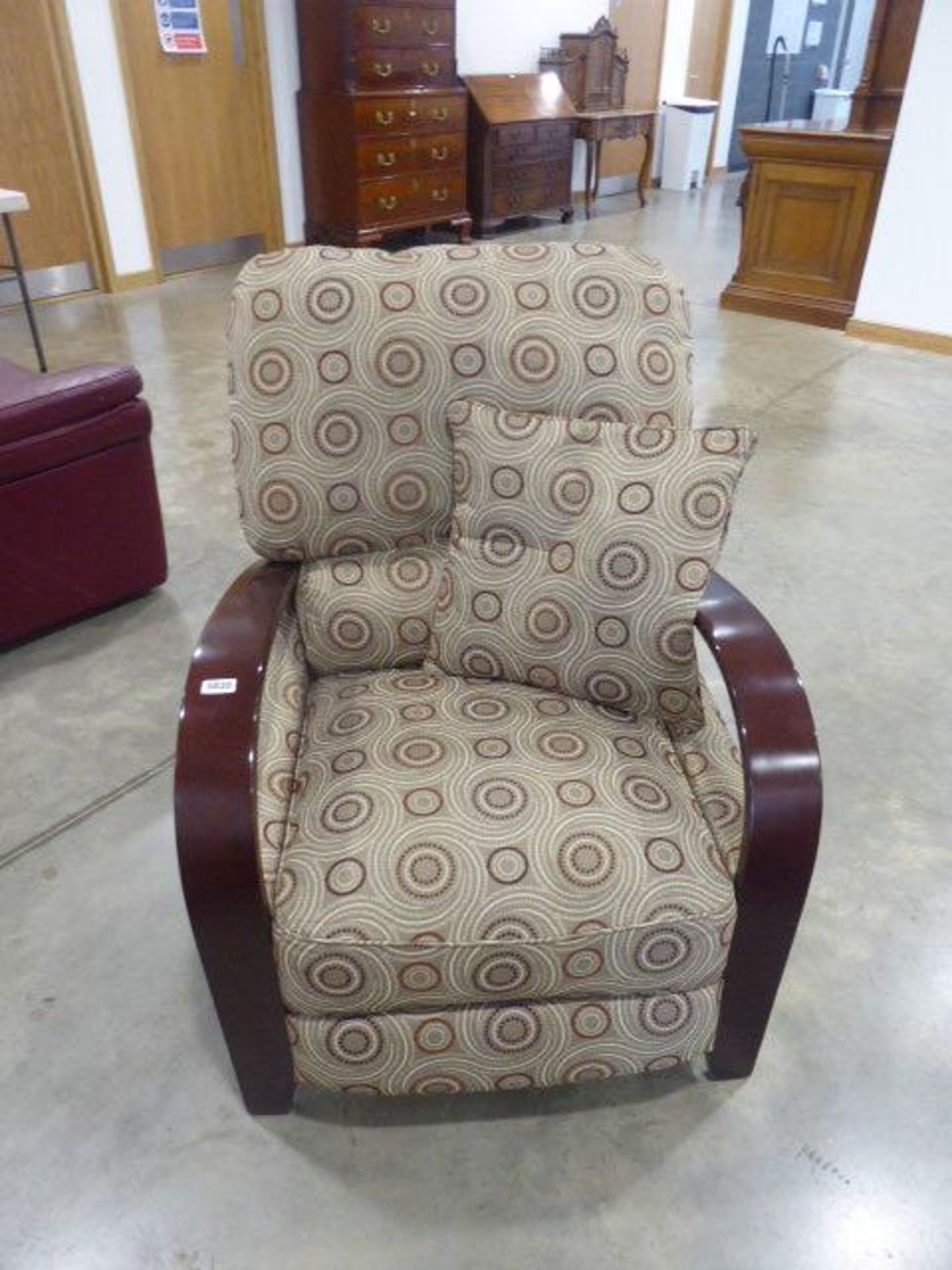 Monica brown swirl patterned recliner chair