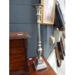 Pair of silver painted metal candlesticks