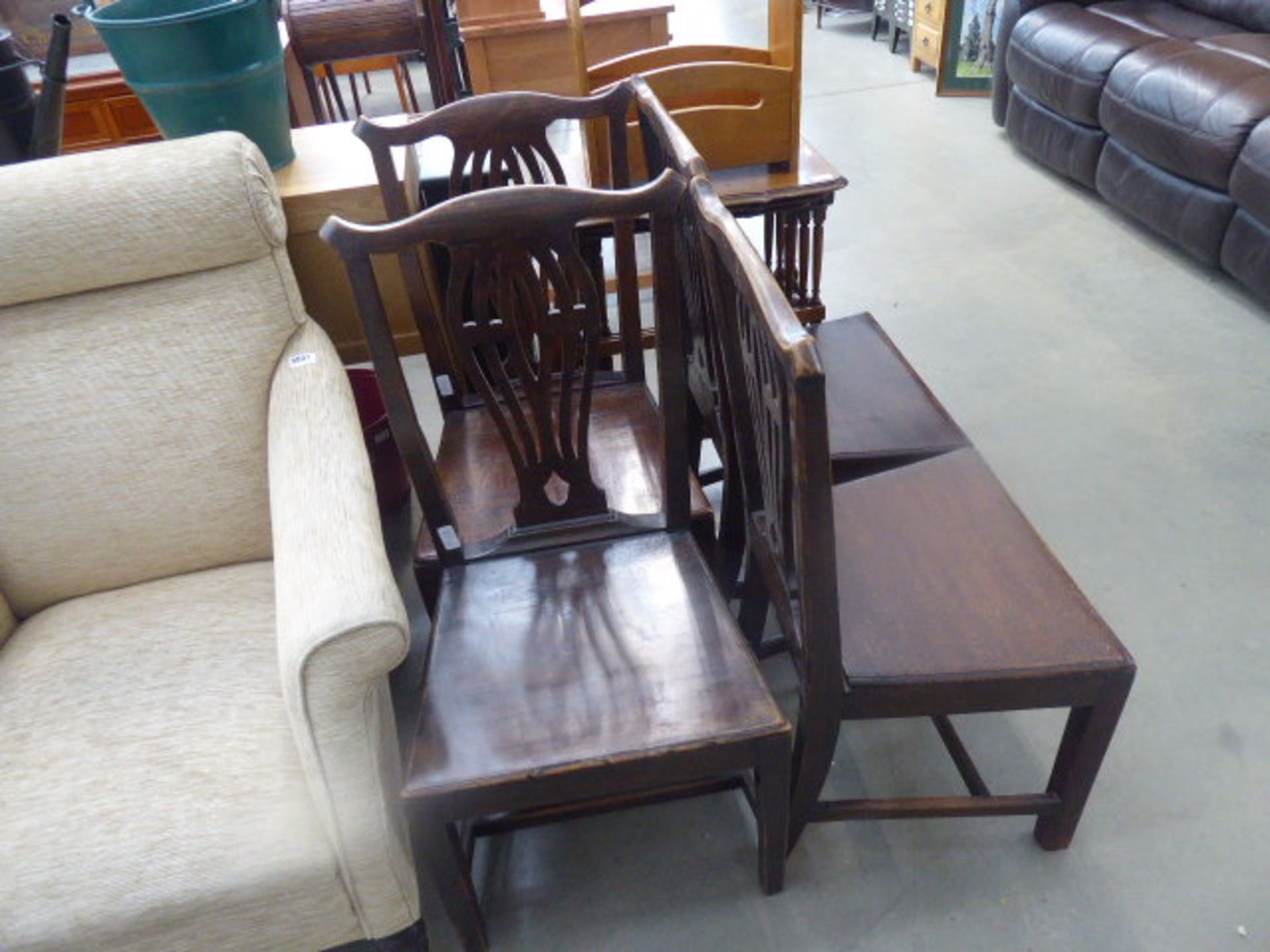 Four beech 1920's dining chairs