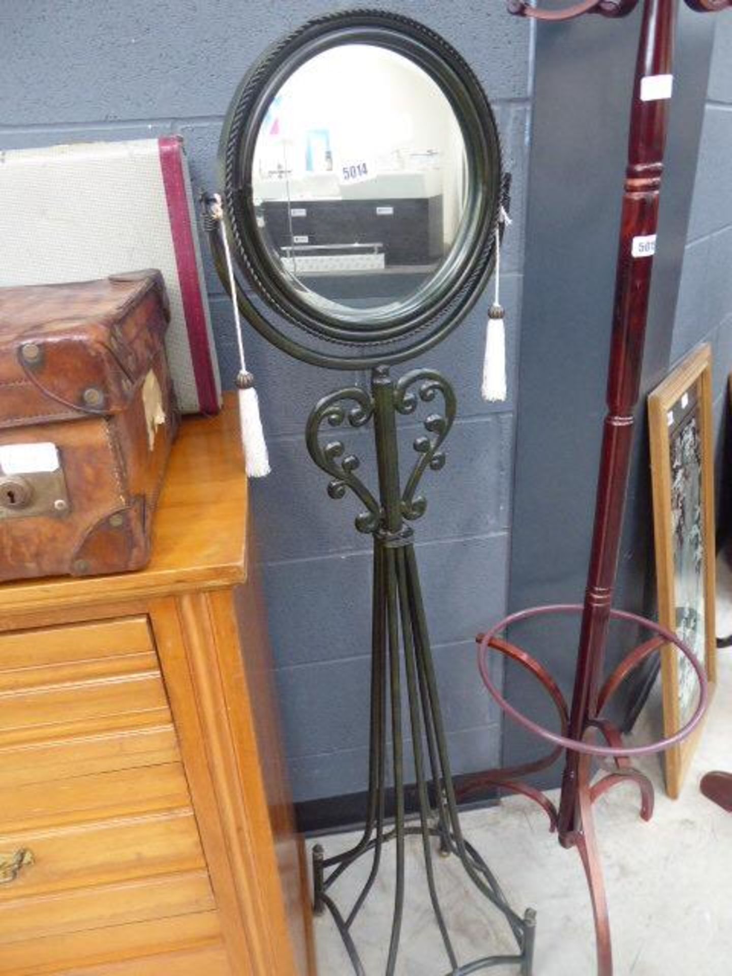 Metal floor standing adjustable mirror