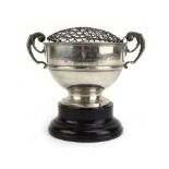 An early 20th century silver two handled trophy vase, makers mark indistinct, Birmingham 1921, h.
