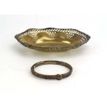 A small pierced silver bon bon dish of oval form, maker HM, Birmingham 1938, w. 16.