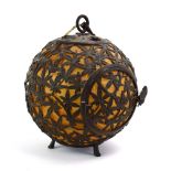 An early-to-mid 20th century metalwork lantern, decorated with pierceworked leaves,