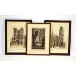 Charles Bird, a study of a cathedral interior, signed in pencil, engraving, 50 x 31.