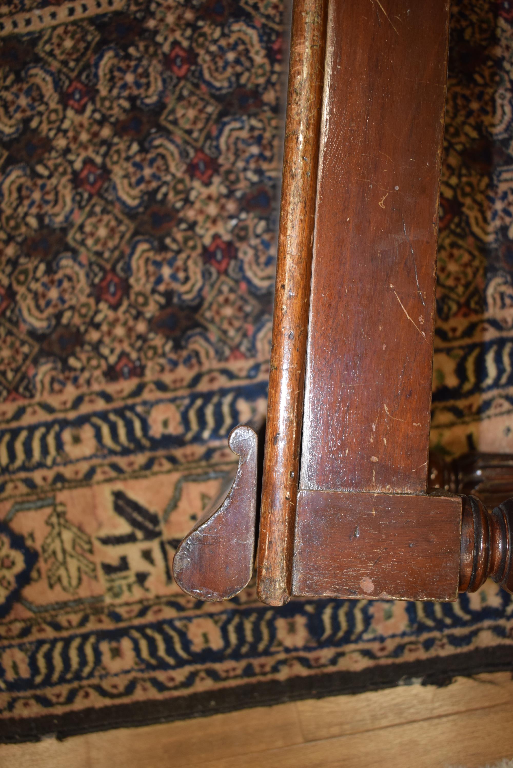 A late 19th century mahogany window seat with scrolled ends and turned legs with acanthus-leaf caps - Image 15 of 20