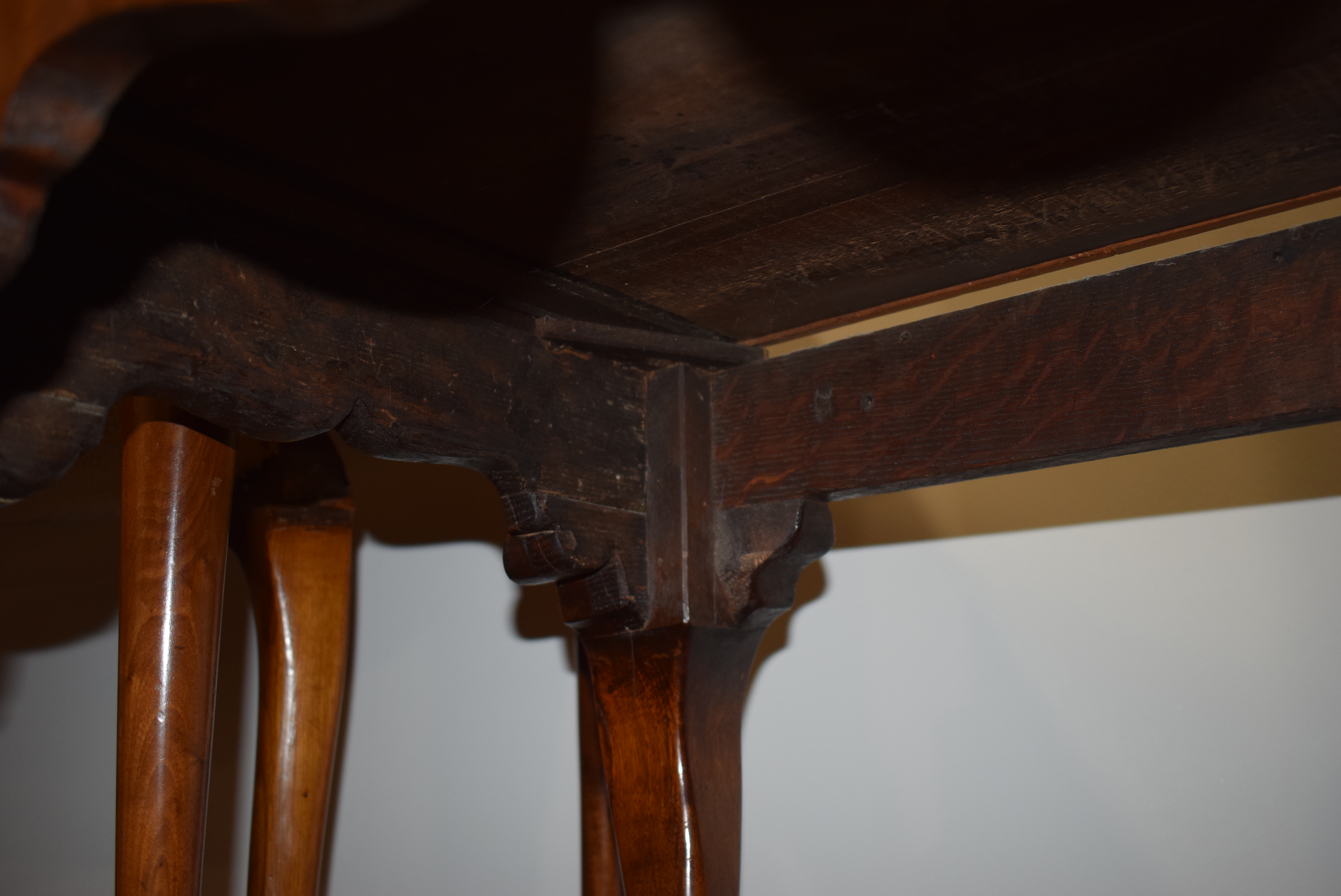 An early 18th century and later walnut bureau on stand, - Image 9 of 24