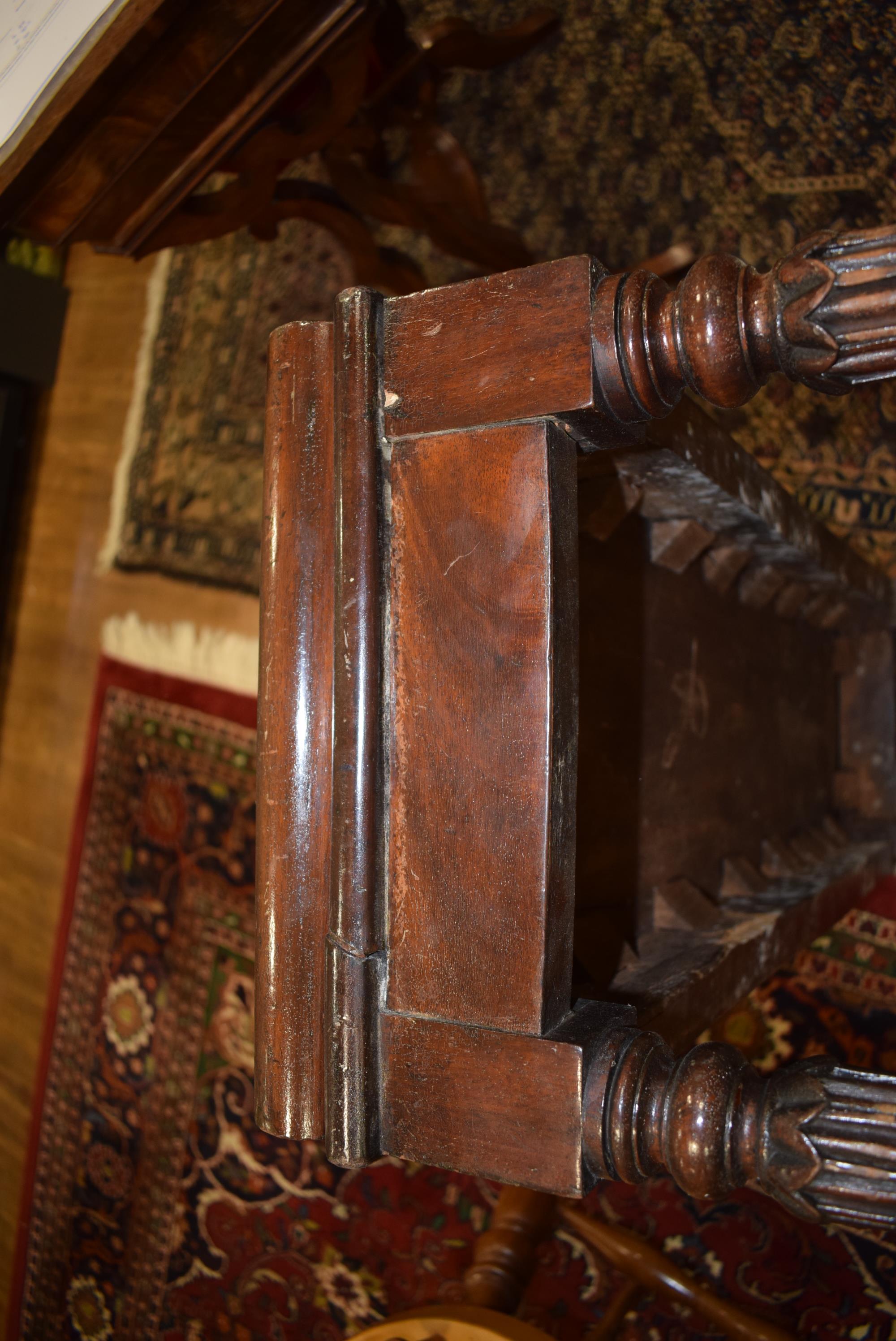 A late 19th century mahogany window seat with scrolled ends and turned legs with acanthus-leaf caps - Image 18 of 20