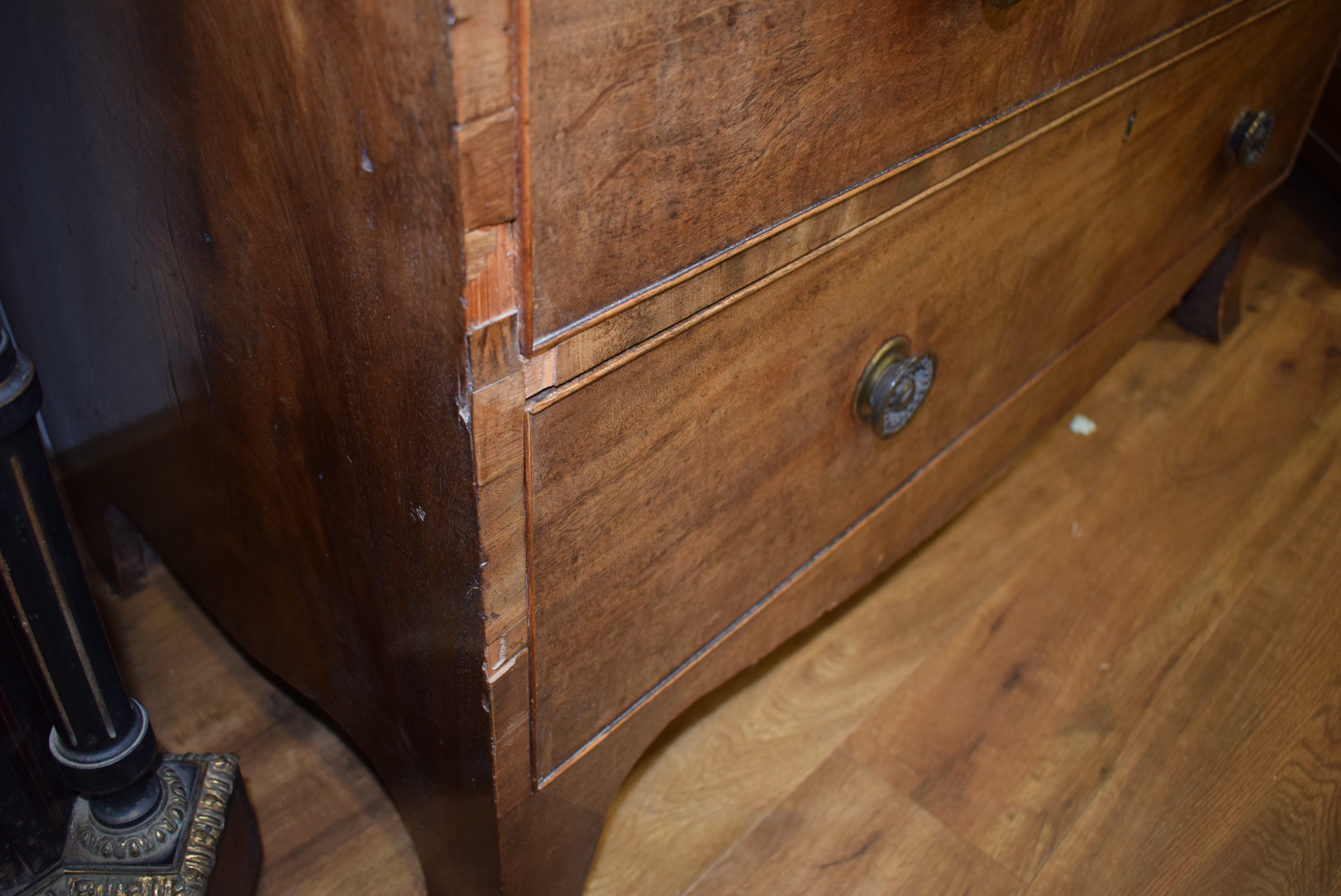 A 19th century mahogany and strung chest of two over three drawers on splayed feet, w. - Image 8 of 16