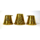 Trench Art: a group of three brass shell case pieces with Royal Artillery crests