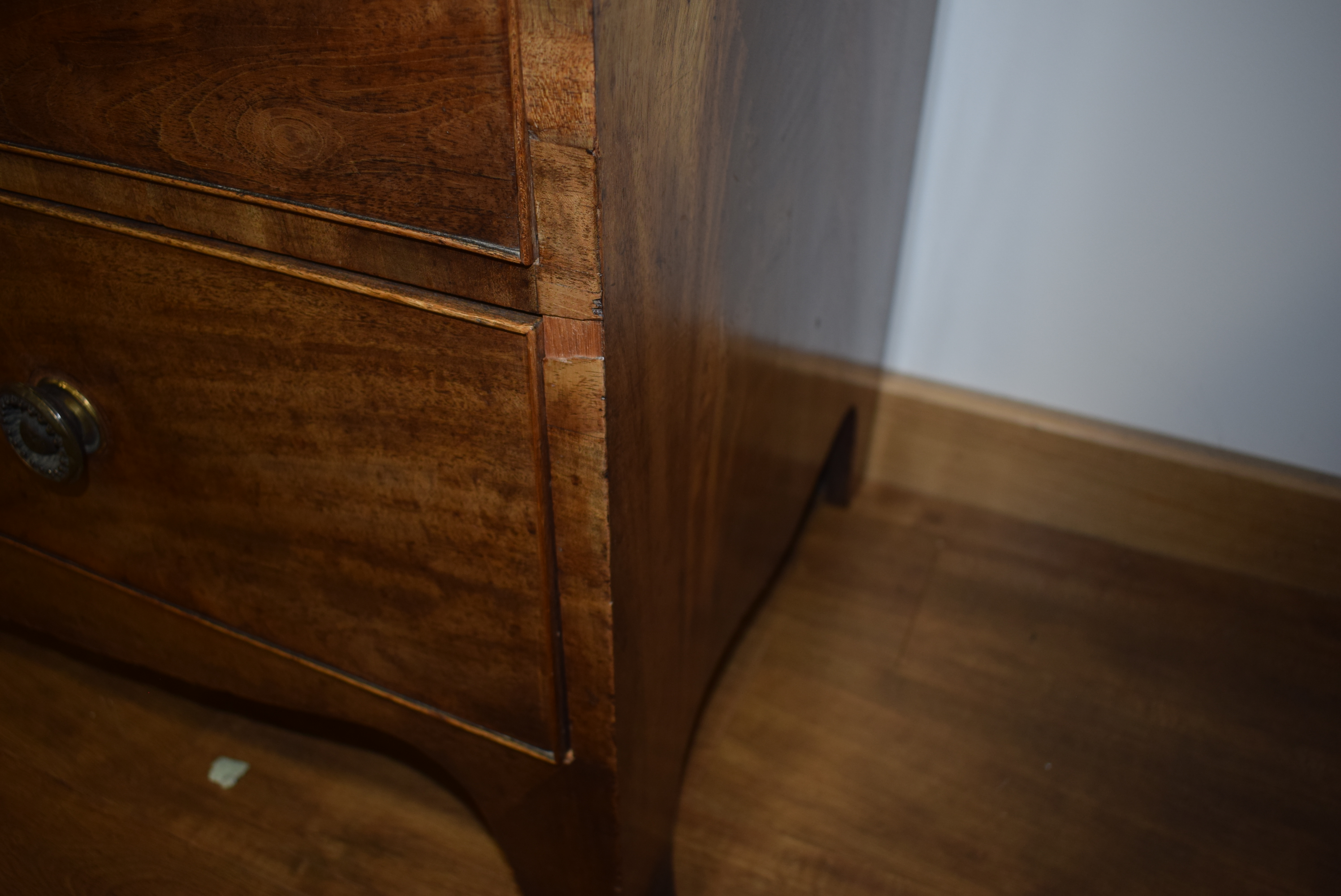 A 19th century mahogany and strung chest of two over three drawers on splayed feet, w. - Image 4 of 16