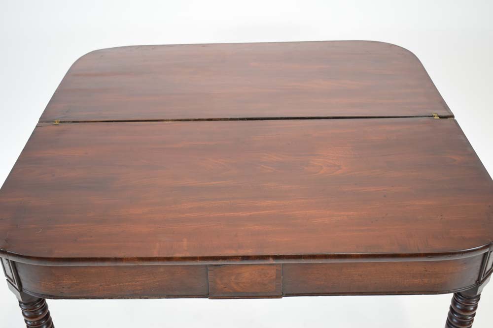 A George III mahogany tea table, the plain frieze over turned tapering legs with castors, w. - Image 4 of 18