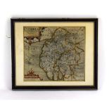 William Kip after Christopher Saxton, a hand-tinted engraved map of 'Cumbria sive Cumberlandia',
