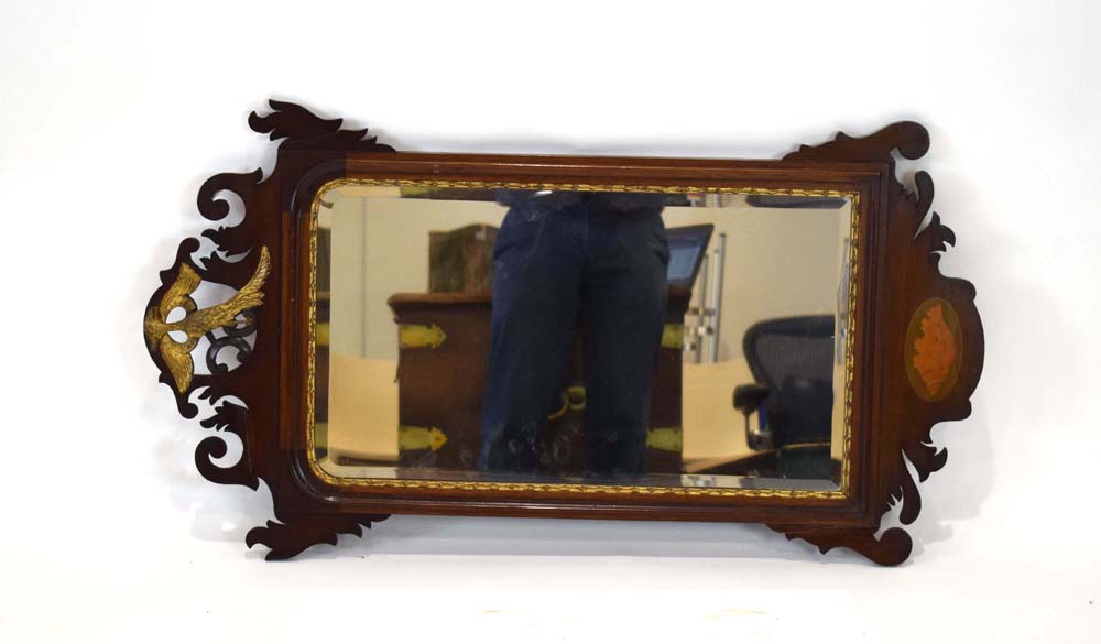 A George II-type mahogany and gilt highlighted fretwork wall mirror, - Image 2 of 2