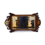 A George II-type mahogany and gilt highlighted fretwork wall mirror,