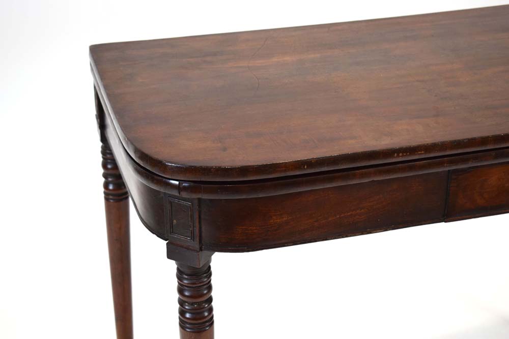 A George III mahogany tea table, the plain frieze over turned tapering legs with castors, w. - Image 2 of 18