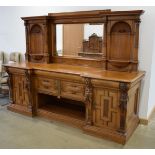 A Victorian oak breakfront sideboard,