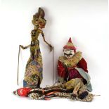 Three Far Eastern polychrome and fabric puppets