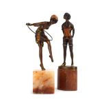 A Baranite bronze figure mdoelled as an Art Deco dancer with a hoop, h.