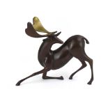 Loet Vanderveen (1921-2015), a bronze and parcel gilt limited edition sculpture modelled as a deer,