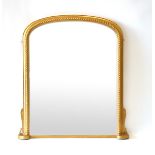 A Victorian giltwood overmantle mirror, the frame with relief ropetwist moulding, h.