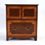 A George III and later mahogany and satinwood crossbanded commode/cabinet,