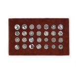 A group of twenty-eight late 19th/early 20th century pressed steel buttons,