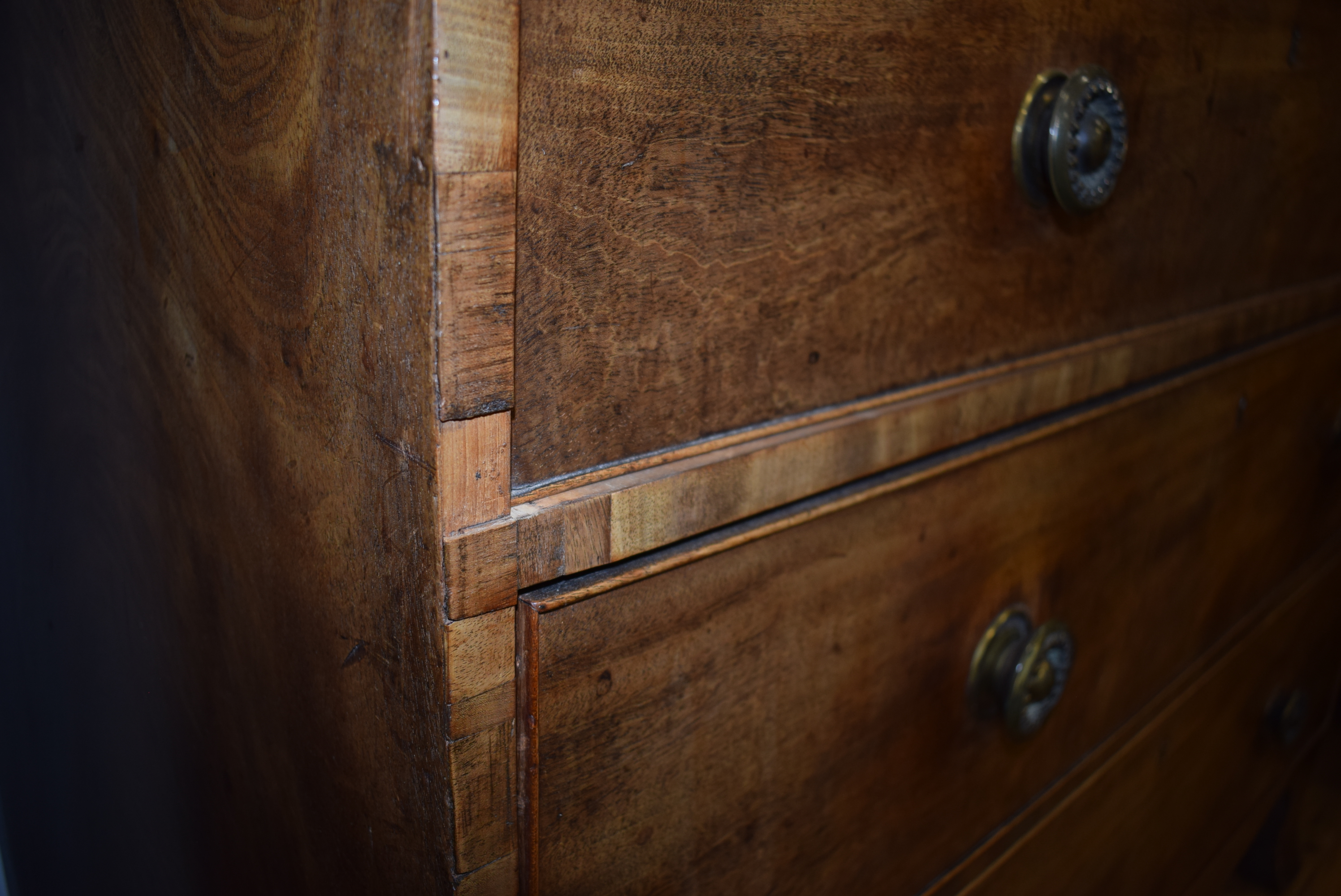 A 19th century mahogany and strung chest of two over three drawers on splayed feet, w. - Image 9 of 16