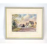 David Green (d. 2013), 'Cottages at Salph End, Renhold, Beds', signed, watercolour, 25.