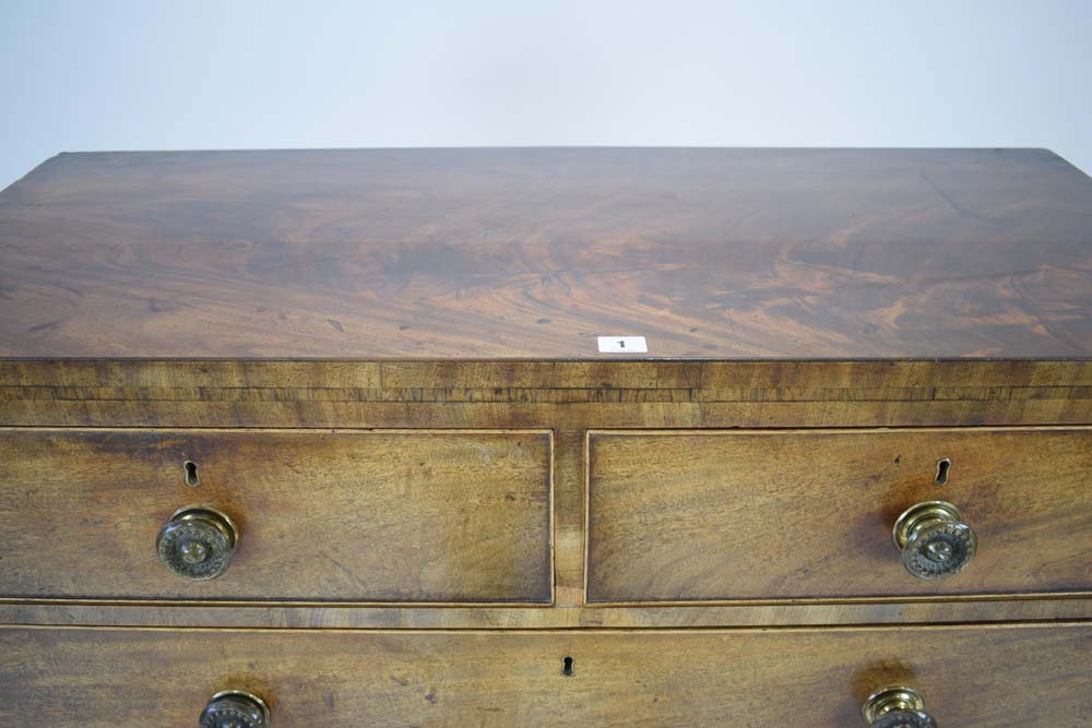 A 19th century mahogany and strung chest of two over three drawers on splayed feet, w. - Image 3 of 16
