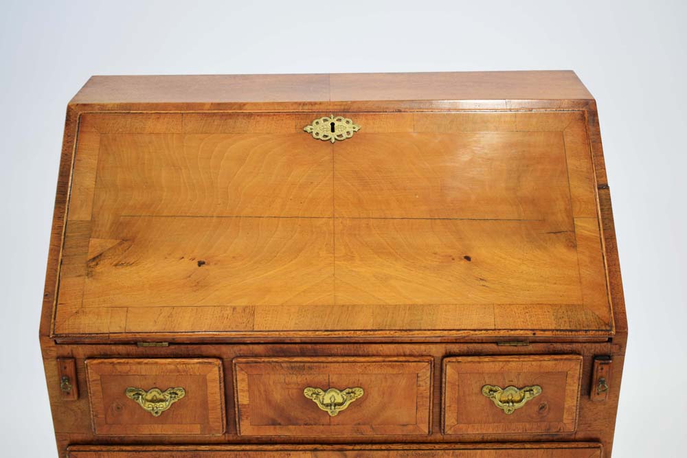 An early 18th century and later walnut bureau on stand, - Image 3 of 24