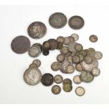 A group of pre-1920 silver coinage including an 1819 crown and an 1891 crown, 7.