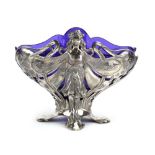 A WMF silver plated table centre decorated in the Art Nouveau manner with a pair of winged beauties