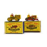 Two Matchbox models: 8 Caterpillar tractor and 18 Caterpillar bulldozer,